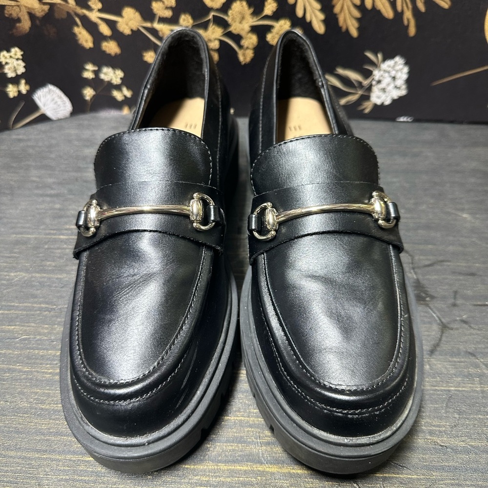 Esprit Alina Black Leather Loafers size 6